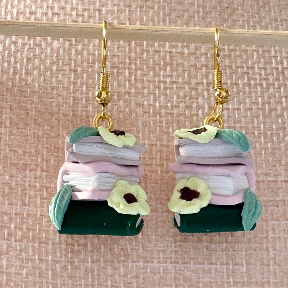 Handmade Stack of Books Earrings